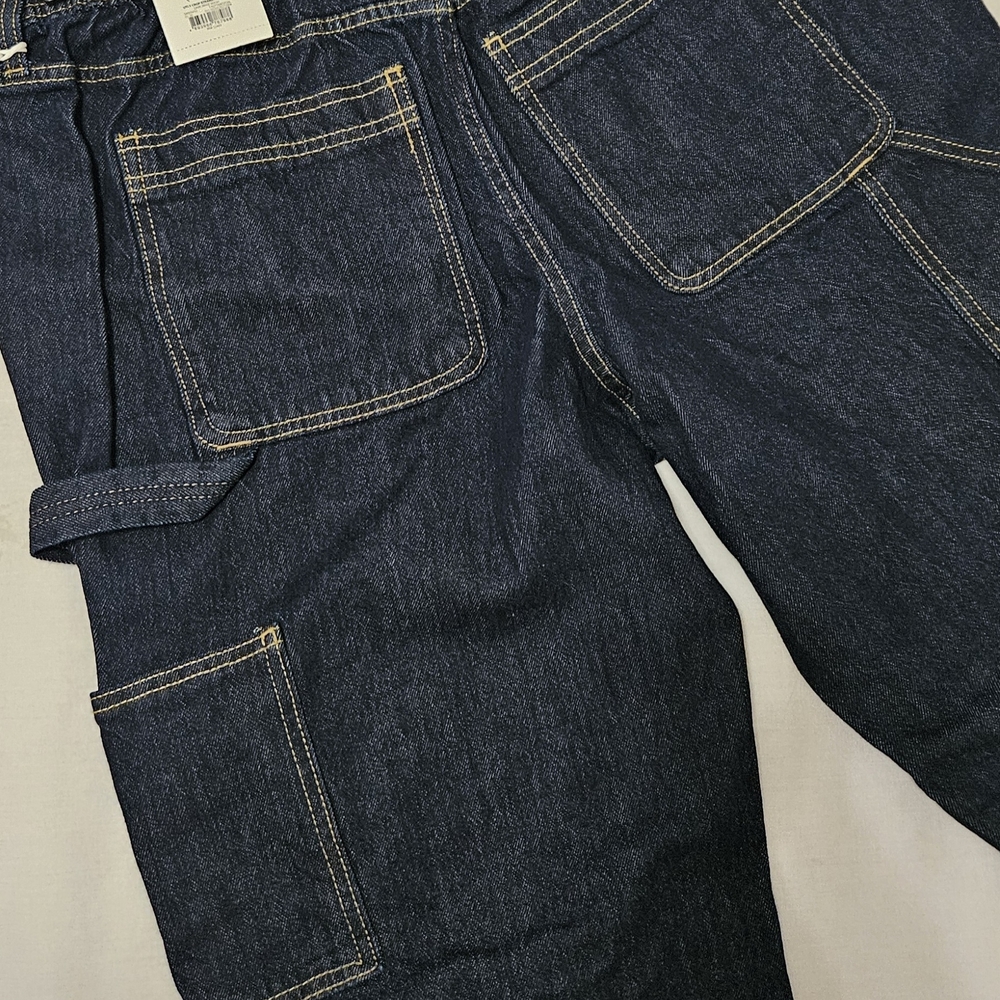 Free Assembly Dark Indigo Utility Straight Leg Jeans Size L, NWT - Picture 10 of 14